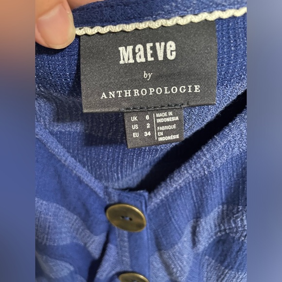 Maeve Blue Button Up drop waist Dress from Anthropologie NWOT - Picture 7 of 7